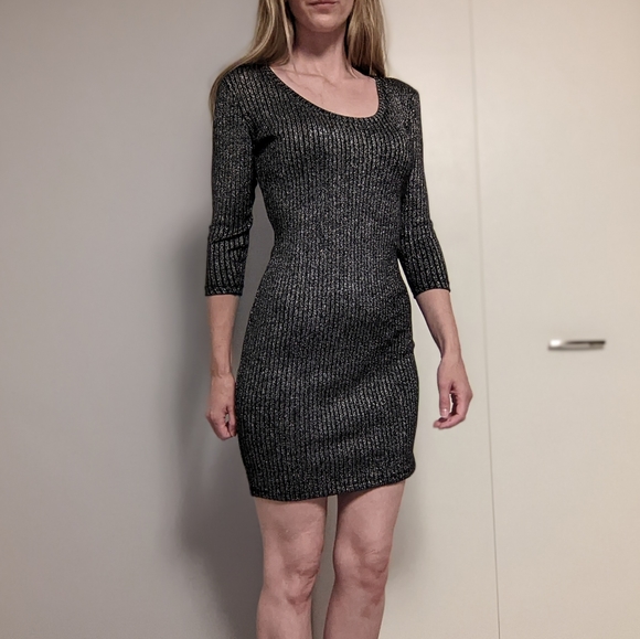 Mango Metallic Knit Sweater Dress US XS - Picture 3 of 8